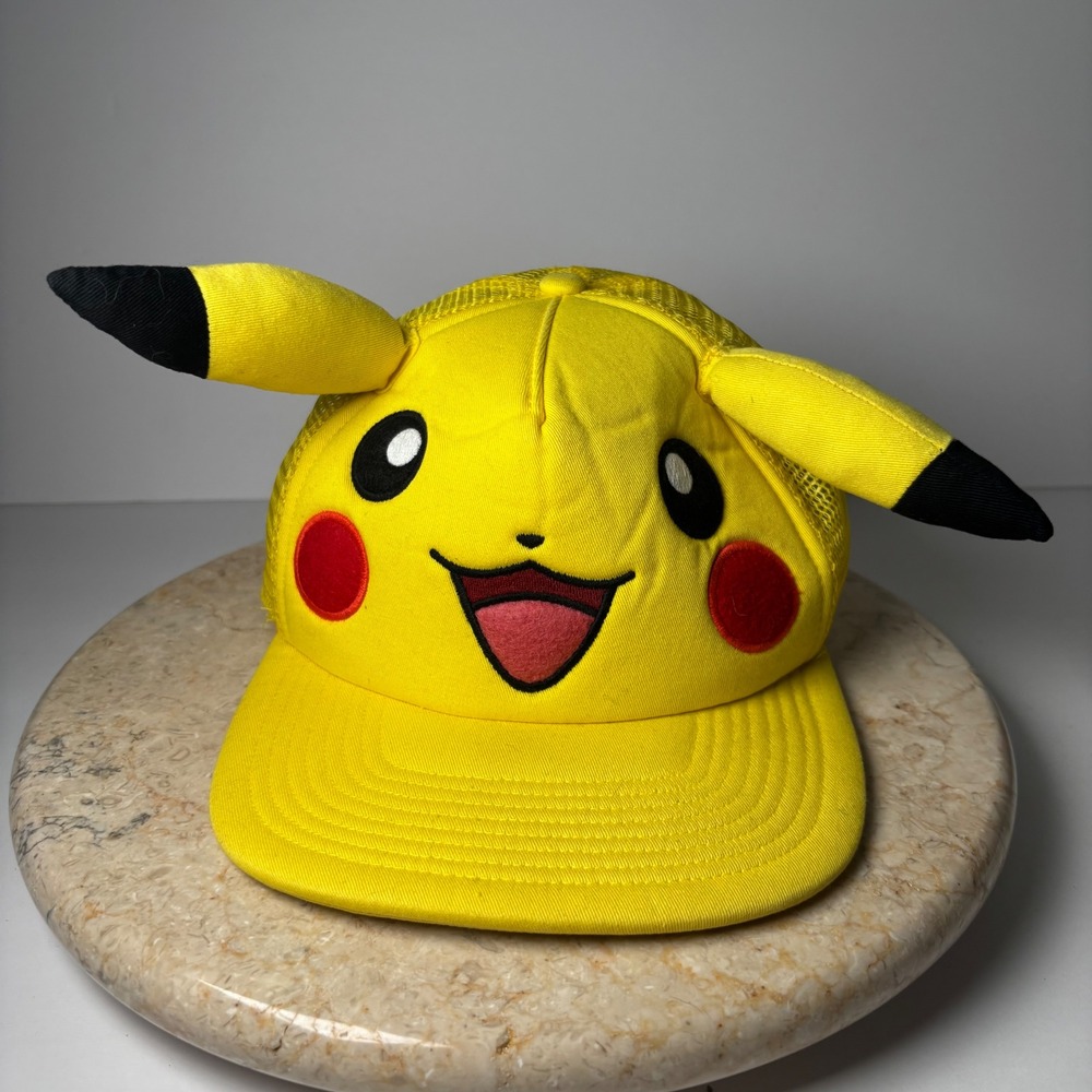 Pokemon Trucker Hat OS Yellow Pikachu 3D Ears Snapback Mesh Mesh Cap 2014